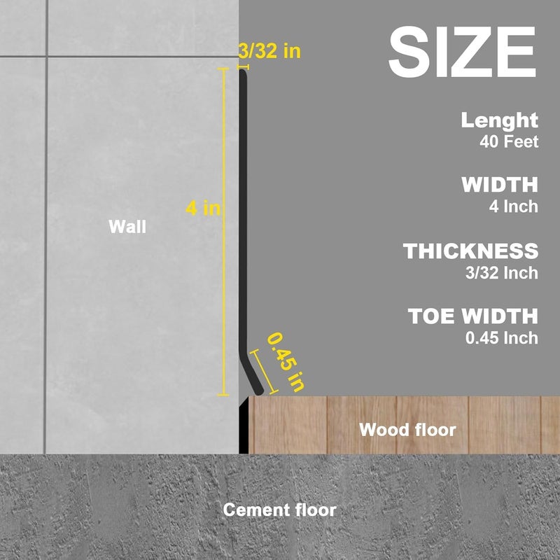 Risunpet Peel and Stick Molding Baseboard Trim, 4 Inch Flexible Baseboard Molding Trim, Self-Adhesive Vinyl Wall Base Molding Trim(40Ft, Black) - Image 2